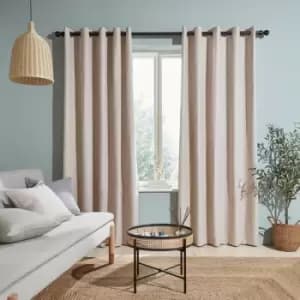 Catherinelansfield - Catherine Lansfield Chambray Yarn Dyed 100% Cotton Eyelet Curtains, Natural, 46 x 54 Inch