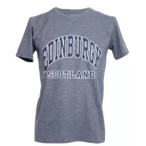 Mens Edinburgh Scotland Print Short Sleeve T-Shirt/Top (S - 34" - 36inch) (Heather Navy)