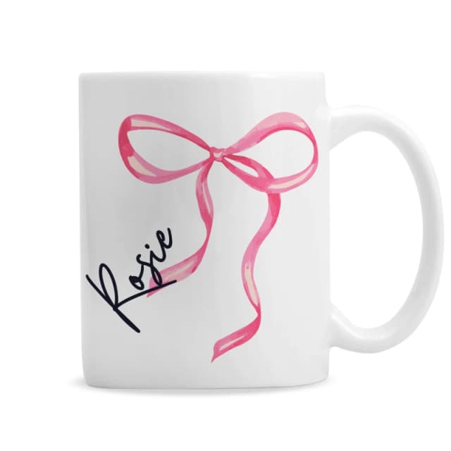 Personalised Memento Company Womens Personalised Bow Mug in White White Female