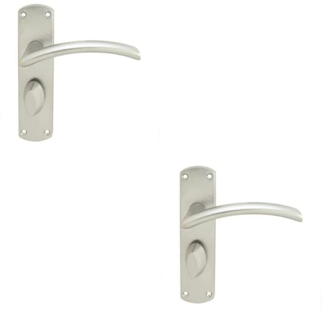 Loops 2x Arched Lever on Bathroom Backplate Door Handle 170 x 42mm Satin Chrome Multi