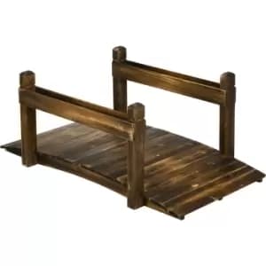 Outsunny 5FT Wooden Arc Footbridge for Pond Backyard Stream, Stained Finish - Carbonised finish
