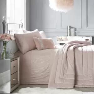 By Caprice Home Lucille Velvet Sequin Trim Duvet Cover Set, Blush, Super King