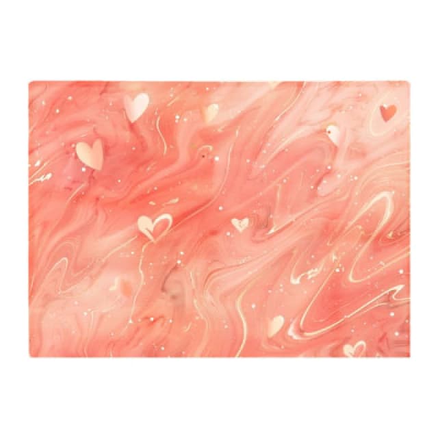 Warren Reed Designer Salmon Pink With Hearts Marble Effect Chopping Board