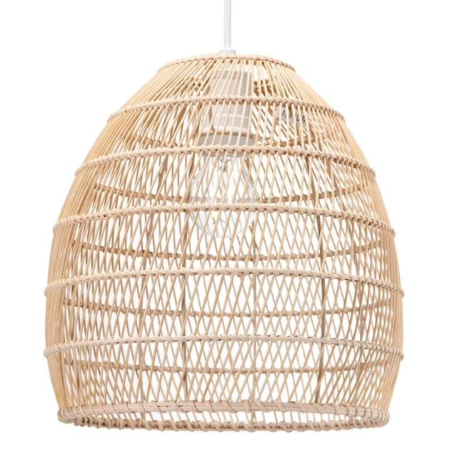 Happy Homewares Traditional Vintage Spiral Cage Design Natural Brown Rattan Ceiling Lamp Shade Brown Unisex