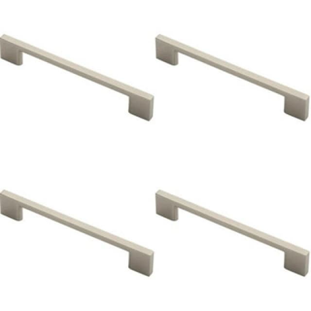 Loops 4x Slim D Shape Pull Handle 152 x 7.5mm 128mm Fixing Centres Satin Nickel Metallics unisex