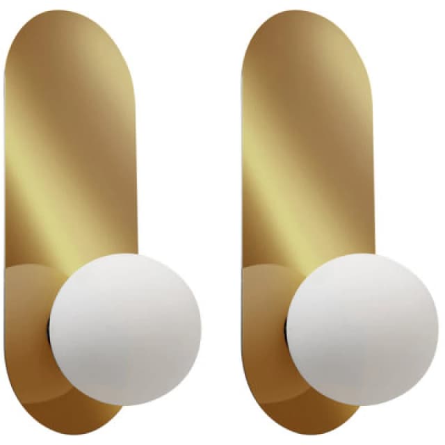 Beliani Set Of 2 Wall Lamps Leisi Gold