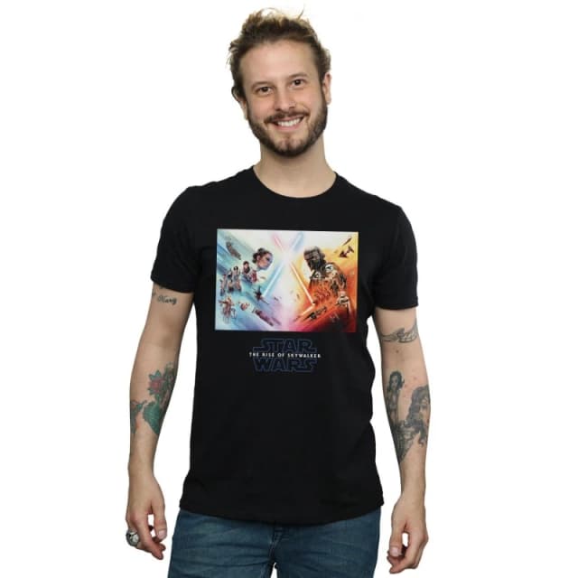 Disney Men Star Wars The Rise Of Skywalker Battle Poster T-Shirt in Black Size: Small Black S Male 5059400134810