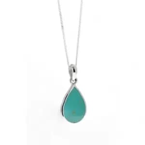 Beginnings Sterling Silver P2333U Syn Turquoise Teardrop Pendant