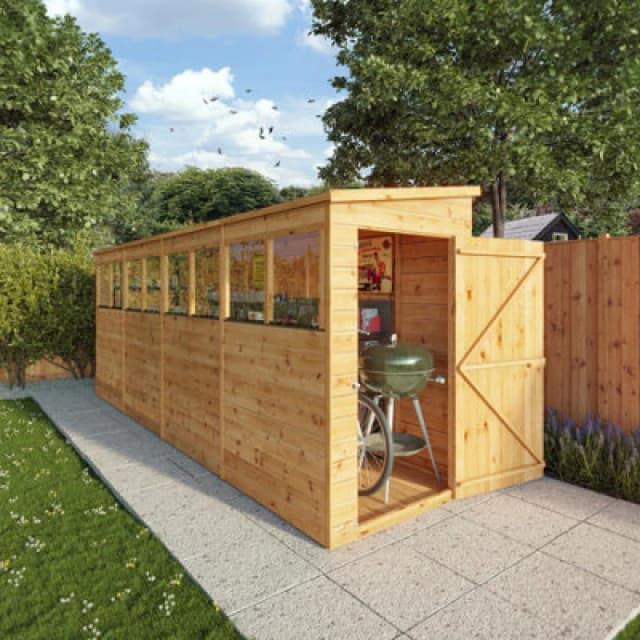 Mercia 16 x 4 Modular Shiplap Pent Shed, Brown SI-001-003-0194