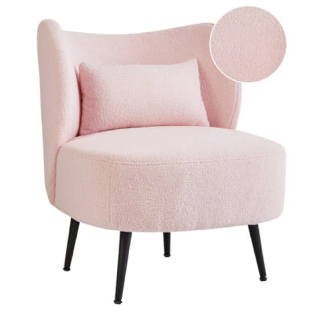 Beliani Boucle Armchair Pink Otsby
