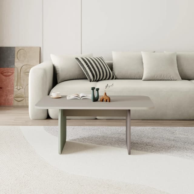 Decortie 'Pietra' Japandi Style Modern Coffee Table 100cm Size: 1 Pack Multicolor Unisex 1 Pack