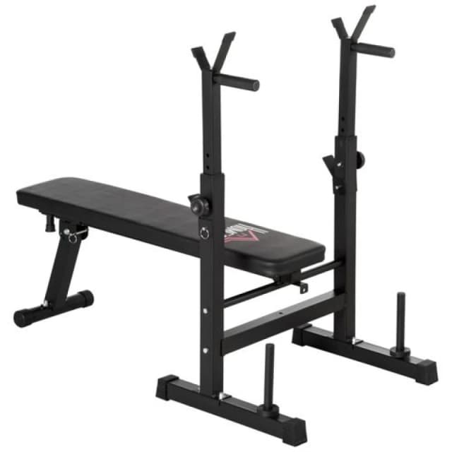 HOMCOM HOMCOM Adjustable Weight Bench with Barbell Rack and Dip Station, Black
