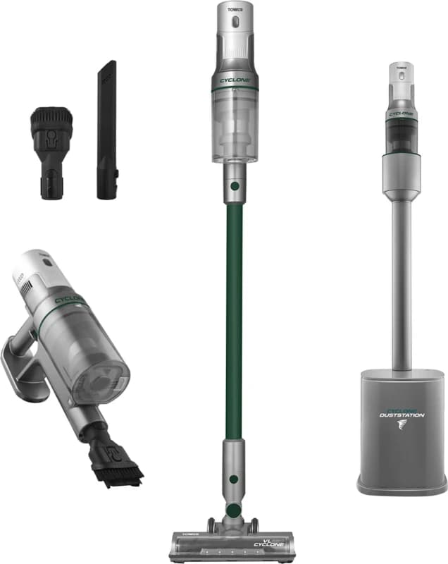 Tower VL220 Cyclone Dust Station Cordless Vacuum Cleaner with up to 45 Minutes Run Time - Titanium / Black - T527102