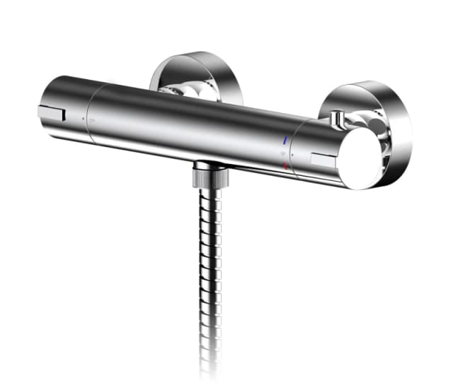 Balterley Contemporary Round Thermostatic Bar Valve 55mm x 275mm Chrome Silver