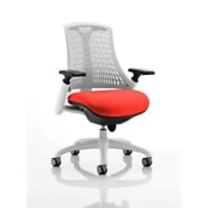 Dynamic Synchro Tilt Task Operator Chair Height Adjustable Arms Flex Moonstone White Back, Tabasco Red Seat, White Frame Optional Headrest Medium Back