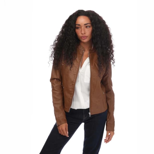 Vero Moda Favodona Faux Leather Jacket - Brown Brown 8