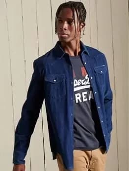 Superdry Resurrection Denim Shirt - Indigo, Size L, Men