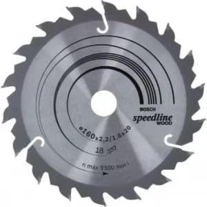 Bosch Speedline Wood Cutting Saw Blade 160mm 18T 20mm