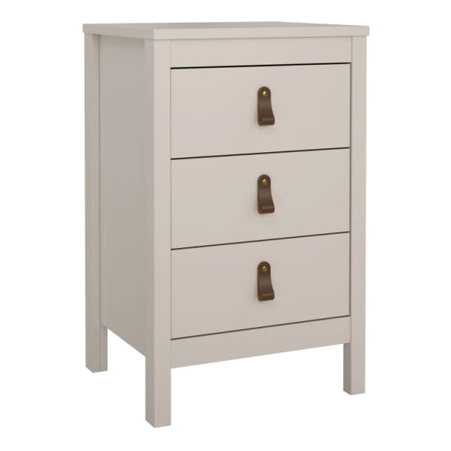 Furniture To Go Barcelona Bedside Table 3 Drawers in Cashmere in Beige Beige Unisex