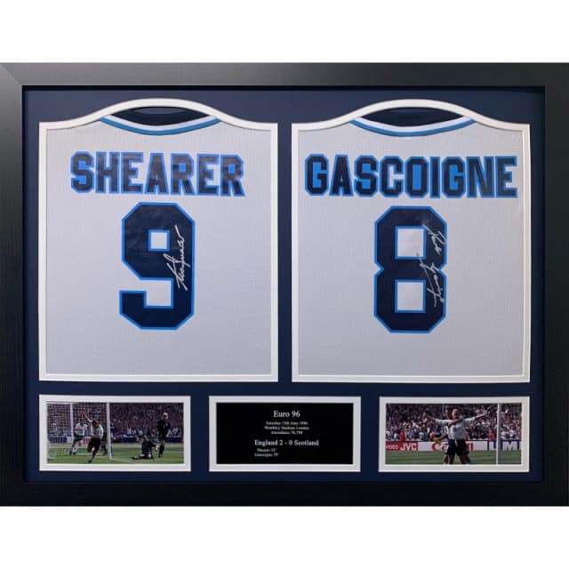 AllStarSignings Ltd Shearer & Gascoigne England EURO 96 signed shirts White unisex One Size