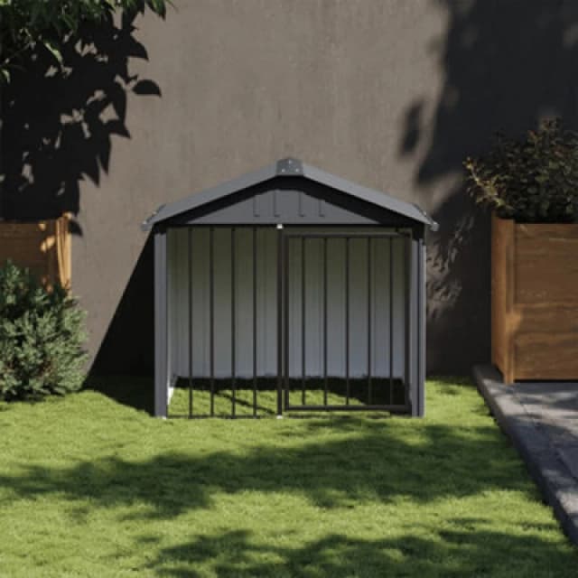 Vidaxl Dog House With Roof Black 117X103X102cm Galvanised Steel