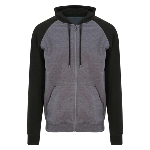 AWDis AWDis Baseball Full Zip Hoodie in Charcoal Size: 2X-large Charcoal XXL Unisex 5063470056279