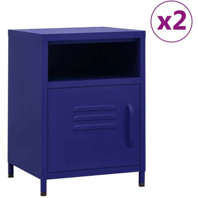 VIDAXL Nightstands 2 pcs Navy Blue 35x35x51cm Steel Vidaxl 8720286847572