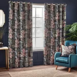 Woodlands Room Darkening Eyelet Curtains Navy, Navy / 117 x 183cm
