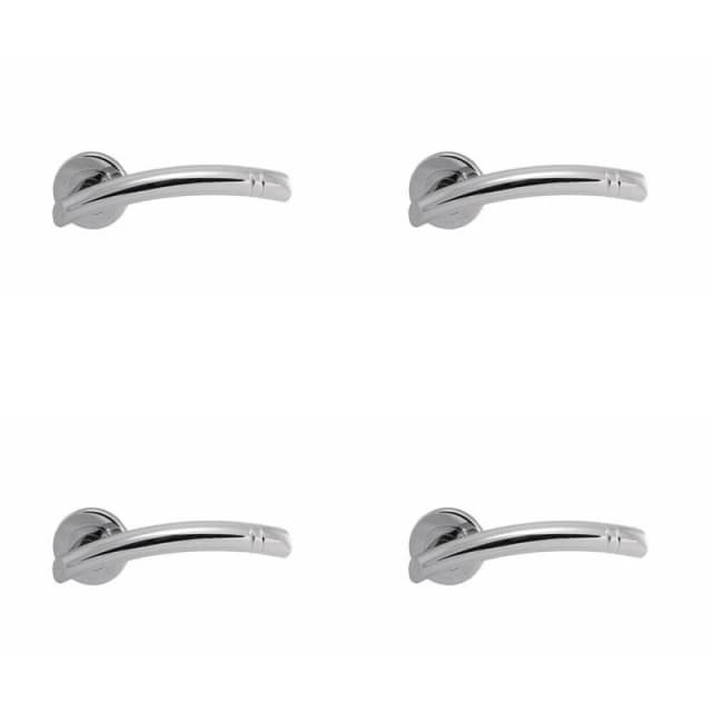 Loops 4x PAIR Arched Round Bar Lever with Ring Detailing Concealed Fix Polished Chrome Multi