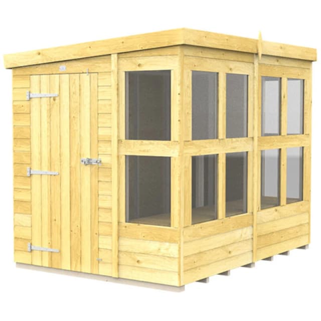 Flat Pack Sheds DIY Sheds 8 x 6 Pent Potting Shed, Brown 8X6PPSFF
