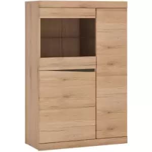 Kensington 3 Door Glazed Cabinet in Oak - Oak with dark Trim Melamine