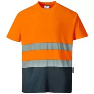 S173ONRL - sz L Two Tone Cotton Comfort T-Shirt - Orange/Navy - Orange/Navy - Portwest