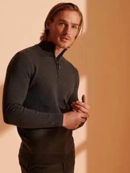 Superdry Orange Label Henley Jumper - Dark Grey Size M Men