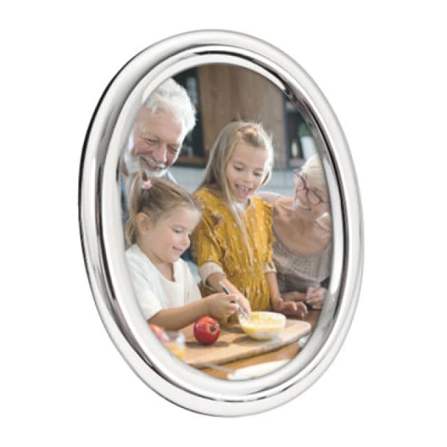 Happy Homewares Contemporary Oval Silver Plated Metal 5 X 7 Picture Frame With Rounded Border