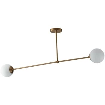 Fan Europe Lighting - Fan Europe Themys - Twin Globe Semi Flush Ceiling Light, Brass, Opal, E14
