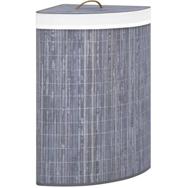VIDAXL Bamboo Corner Laundry Basket Grey 60 L vidaXL 8720286010822