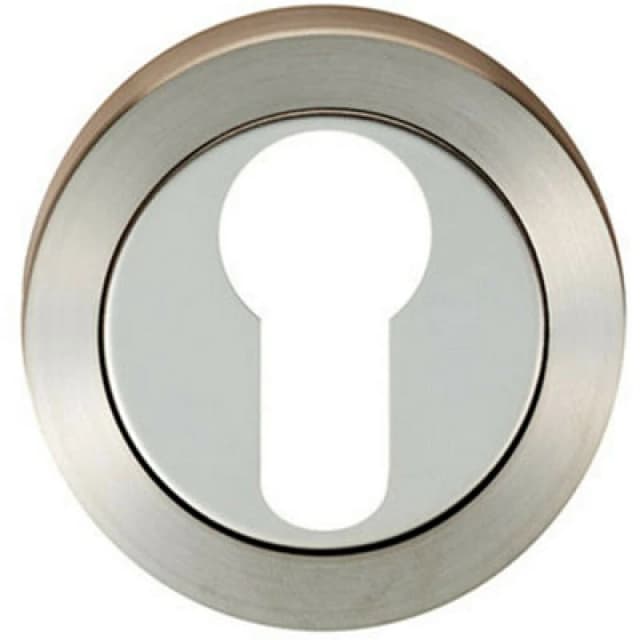 Loops Round Euro Profile Escutcheon 52mm Dia Concealed Fix Bright Satin Steel Metallics unisex