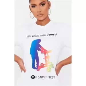 I Saw It First White Captain Tom Rainbow Oversized T-Shirt - White