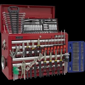 Sealey Superline Pro 10 Drawer Heavy Duty Tool Chest + 138 Piece Tool Kit Red