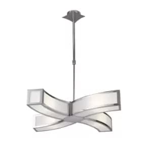 Duna E27 Pendant 4 Light L1 Curved, Polished Chrome/White Acrylic, CFL Lamps INCLUDED