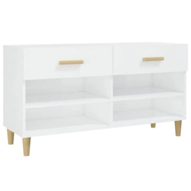 Vidaxl Shoe Cabinet High Gloss White 102X35X55cm Engineered Wood