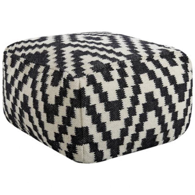 Beliani Pouffe Knidos Wool Black/ White
