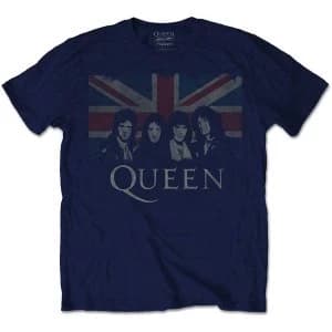 Queen - Vintage Union Jack Unisex Large T-Shirt - Blue