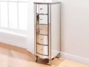 Birlea Elysee 5 Drawer Narrow Mirrored Chest of Drawers Assembled