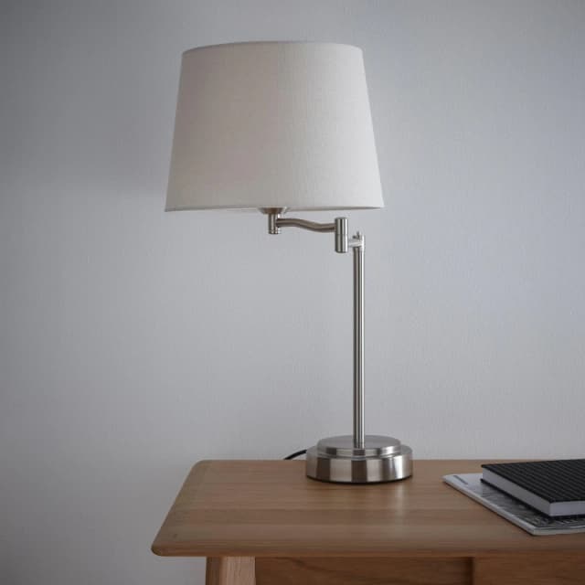 K LIVING Chancery Brushed Silver Swing Arm Table Lamp Silver
