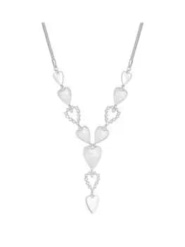 Lipsy Silver Mother Of Pearl Inlay With Crystal Heart Y Necklace, Silver, Women