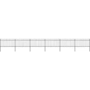 Garden Fence with Spear Top Steel 10.2x1 m Black Vidaxl Black