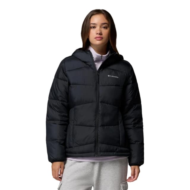 Columbia Womens Fivemile Butte Water-Resistant Hooded Insulated Puffer Jacket Black female 14 (L)