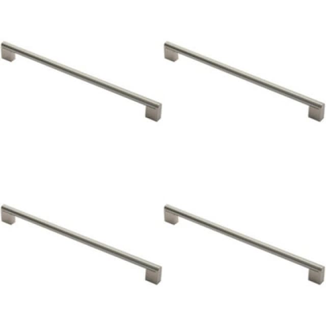 Loops 4x Round Bar Pull Handle 360 x 14mm 320mm Fixing Centres Satin Nickel & Steel Metallics unisex