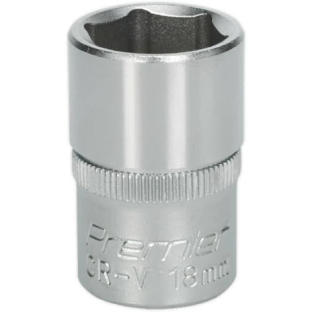 Loops 18mm Steel Drive Socket - 1/2" Square Drive - Chrome Vanadium Wrench Socket Metallics